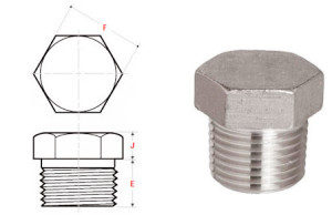 ASTM A105N Hex Head Plug Dimensions