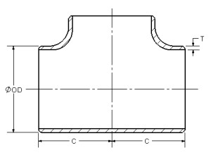 Dimensions for Buttweld Tee Weight Calculation