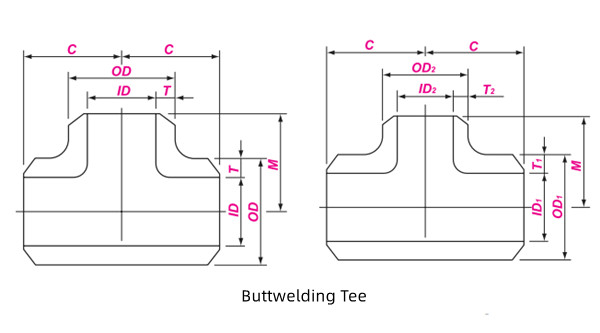 Butt Weld Tee Dimensions