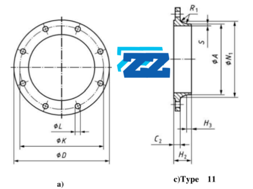 EN1092-1 TYPE11 DN80 Dimension Chart