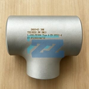 SS304 EQUAL TEE 1.4301 EN10253-4 DN80-65 ASME B16.9